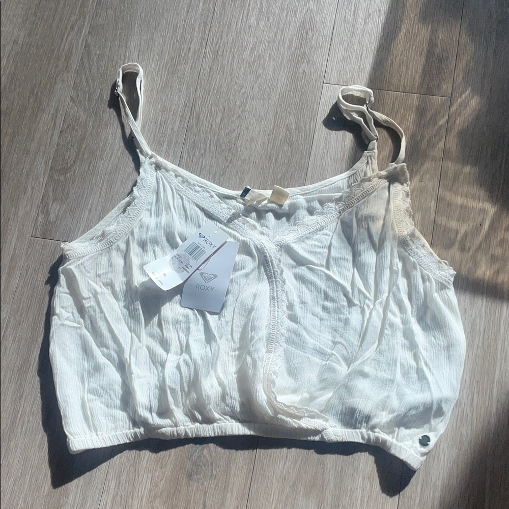 NWT Roxy lace trim crop tank top size XL - Picture 1 of 3